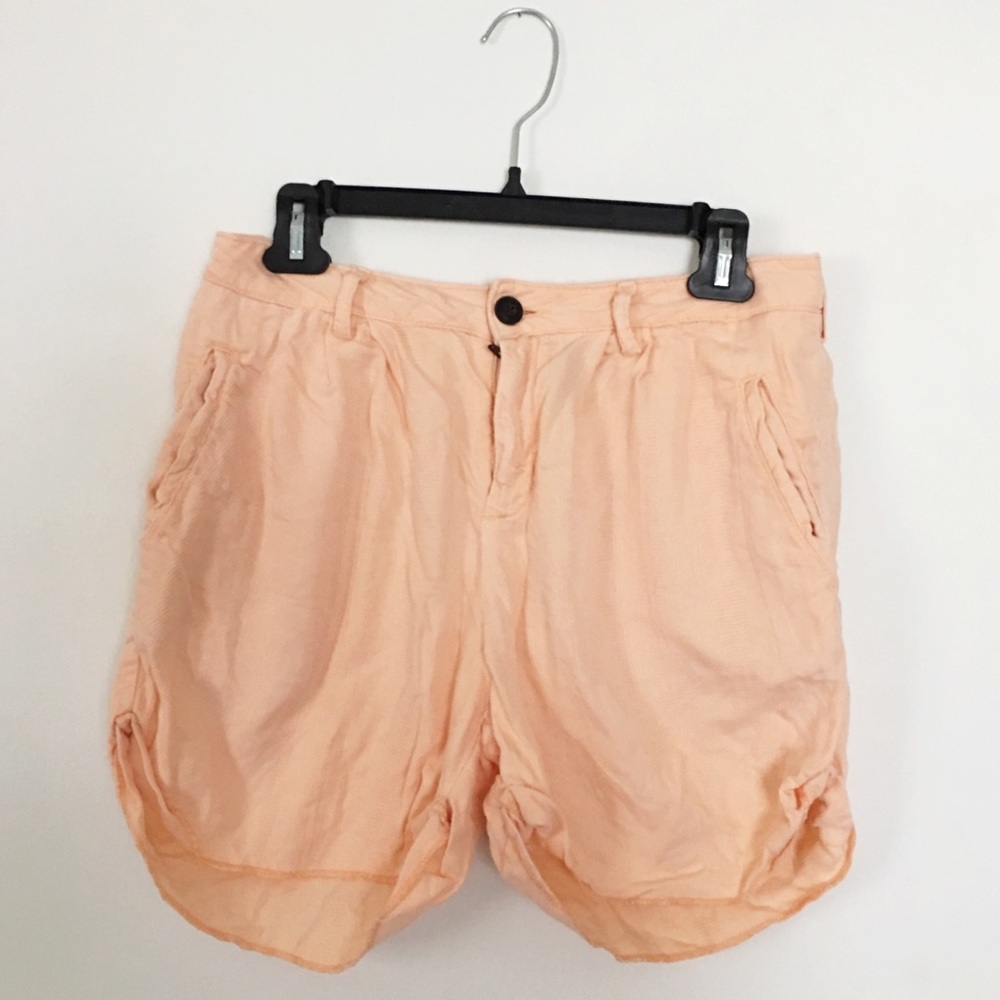 Zara Peach High-Waisted Linen Blend Shorts